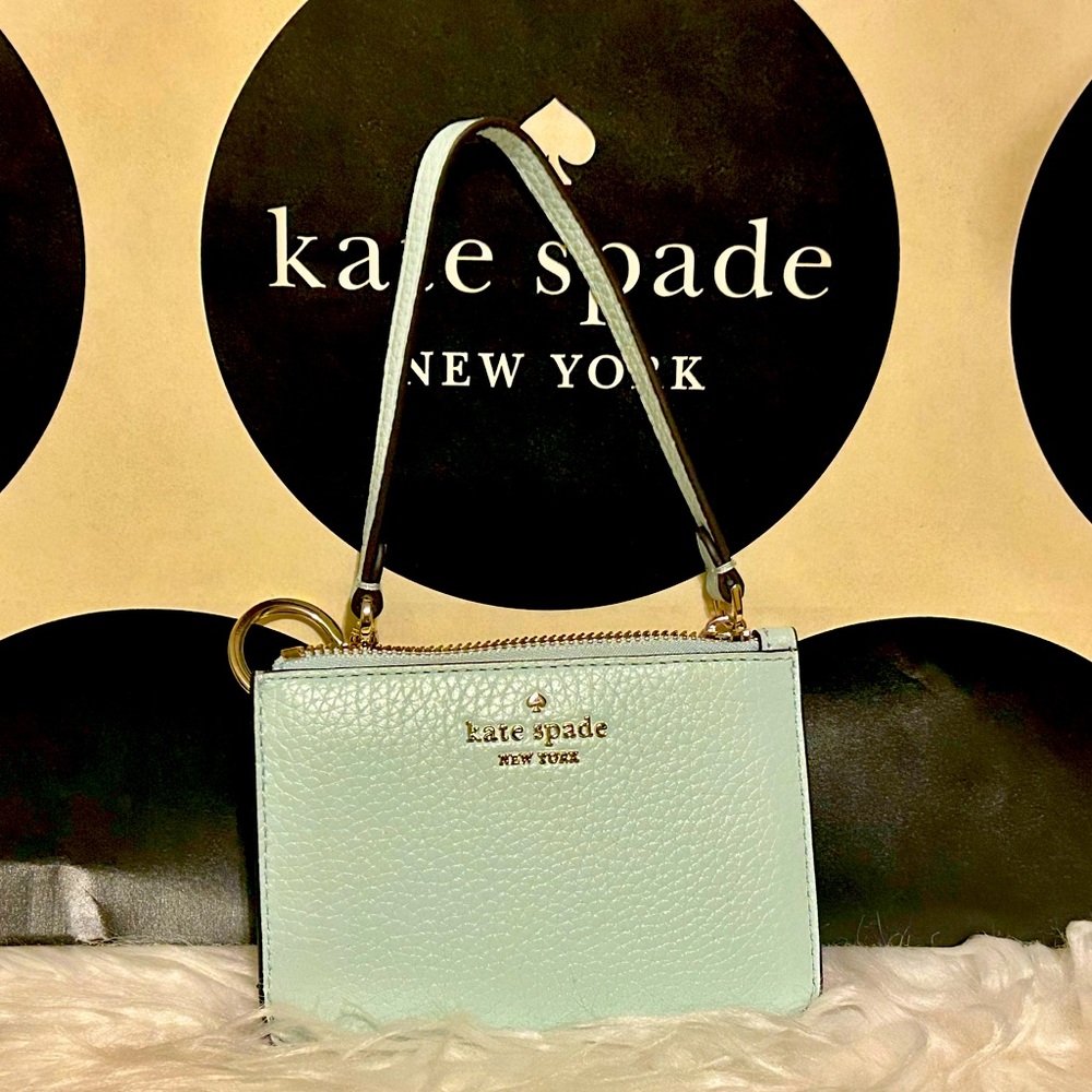 Kate Spade Cardholder Adjustable Strap Mini Purse Wristlet Crisp Sky Blue - Picture 2 of 6
